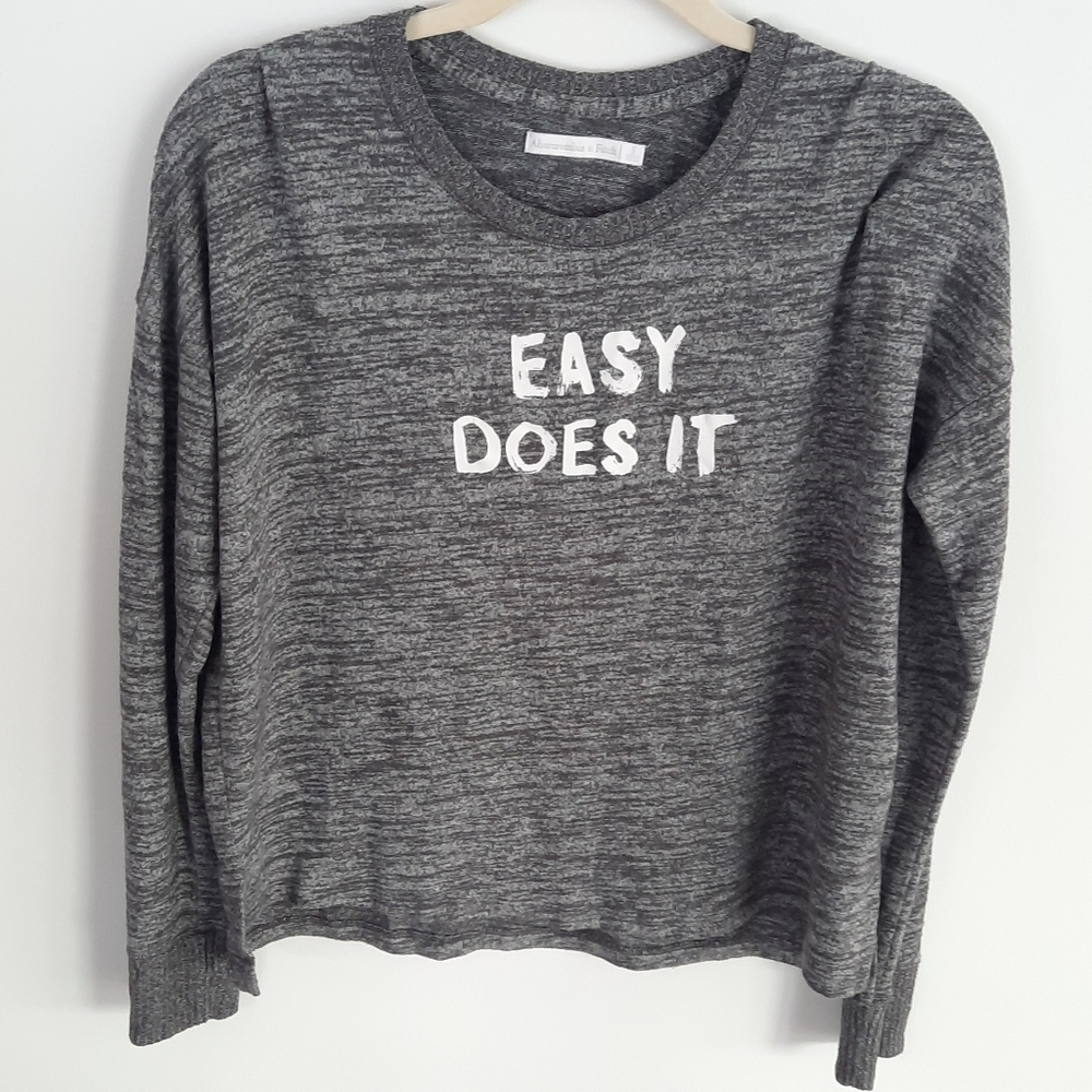 Abercrombie & Fitch Women's graphic long Sleeve Top "Easy Does It" S